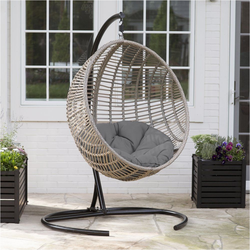 Teardrop Swing Chair with Stand island Bay Resin Wicker Kambree Rib Hanging Egg Chair with Cushion