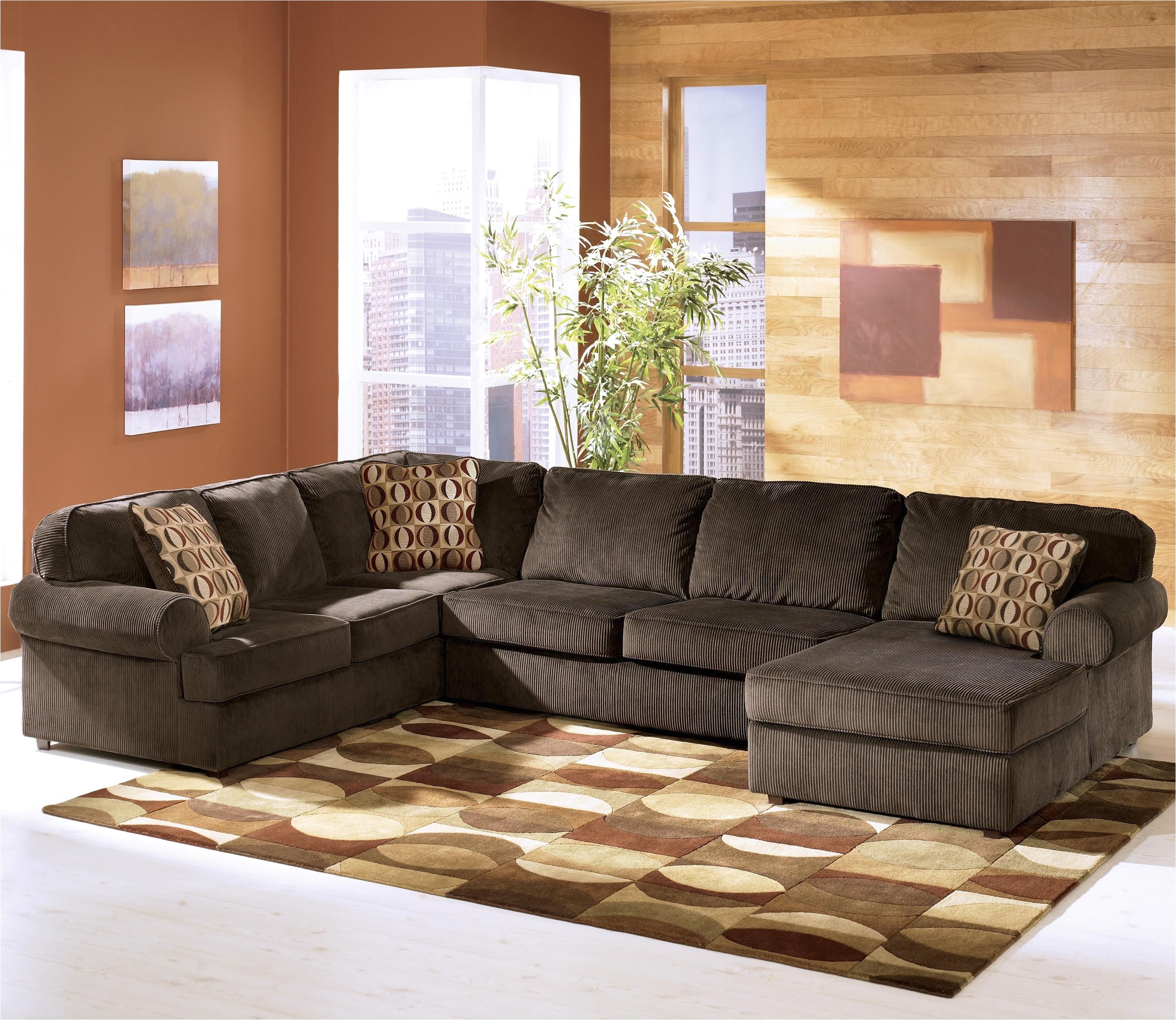 vista chocolate 3 piece sectional with right chaise by ashley furniture