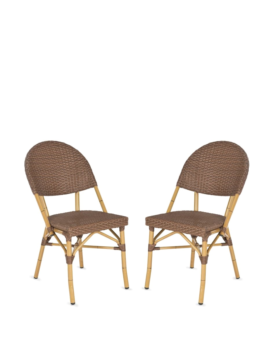 safavieh barrow brown indoor outdoor stackable side chair set of overstocka¢ shopping great deals on safavieh dining chairs