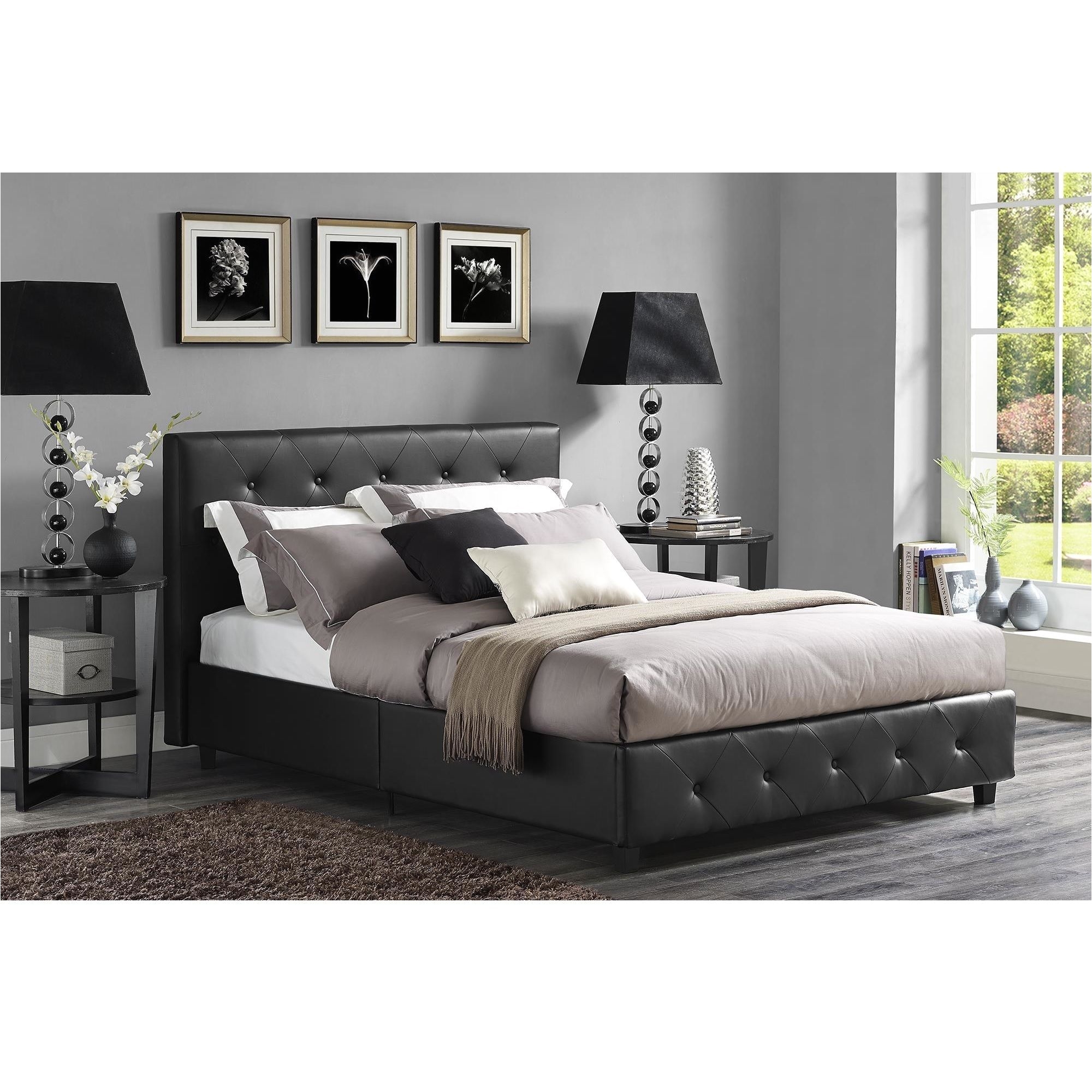 elevate the style of your bedroom with this dhp dakota black bed the faux
