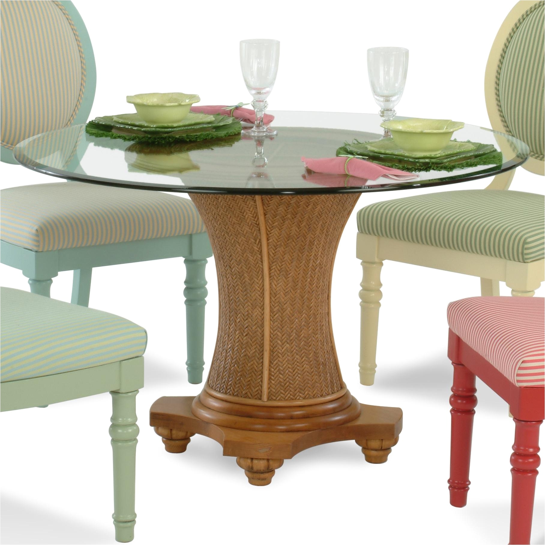 braxton culler sawgrass tropical round glass table with wicker pedestal ahfa dining room table dealer locator