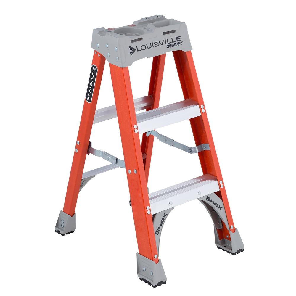 louisville ladder 3 ft fiberglass step ladder with 300 lbs load capacity type ia