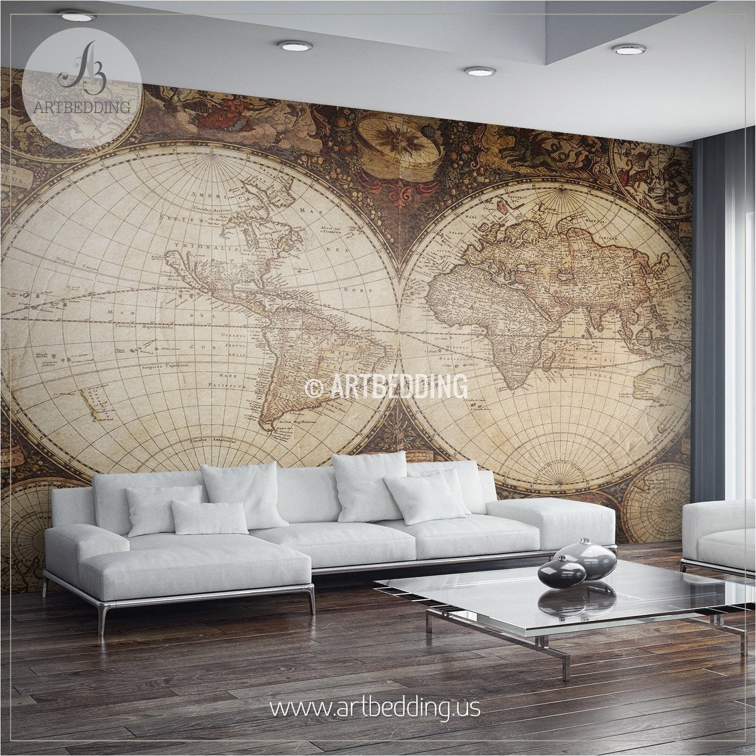 vintage world map hemisphere wall mural self adhesive peel stick photo mural atlas