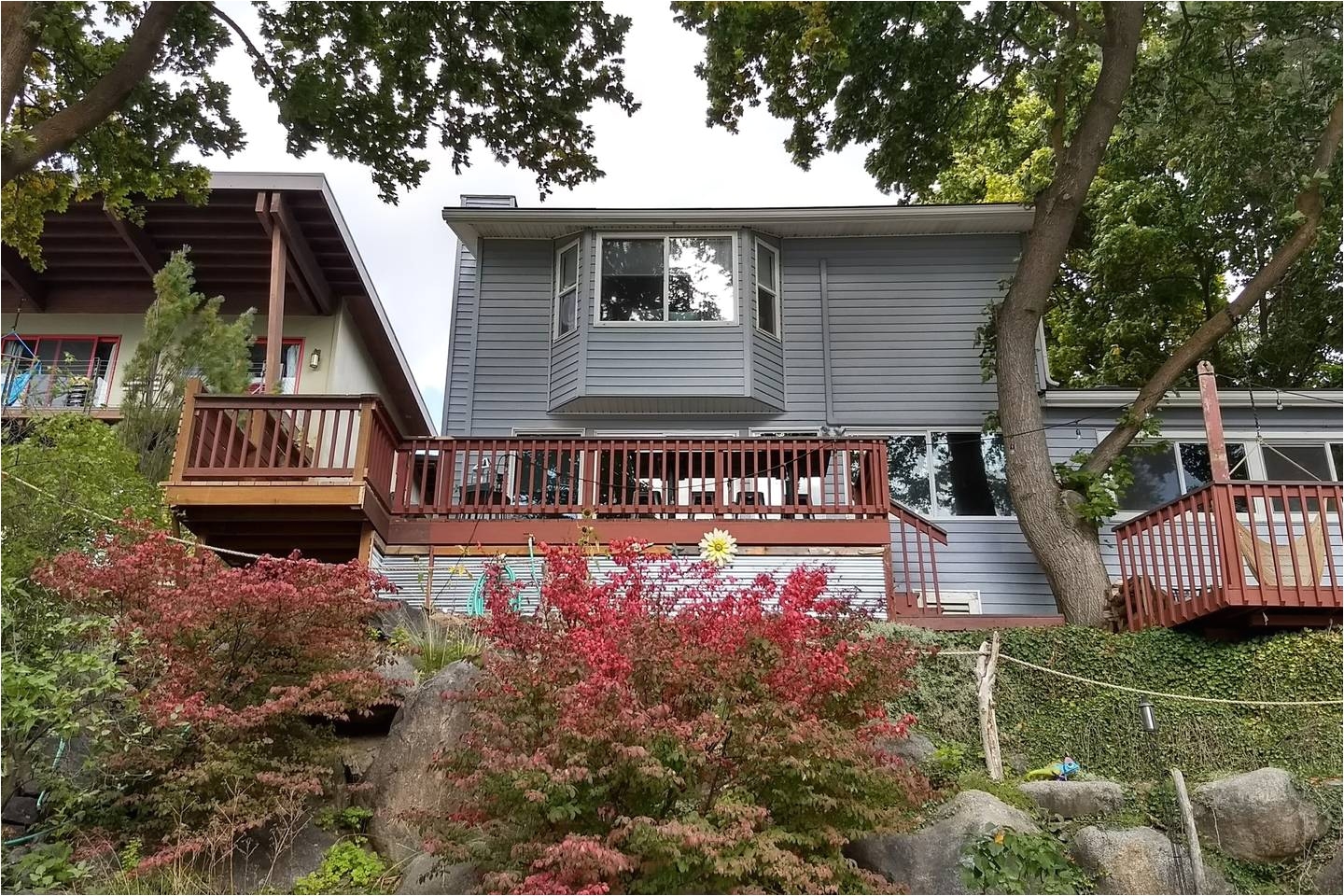 lakeside view of the house