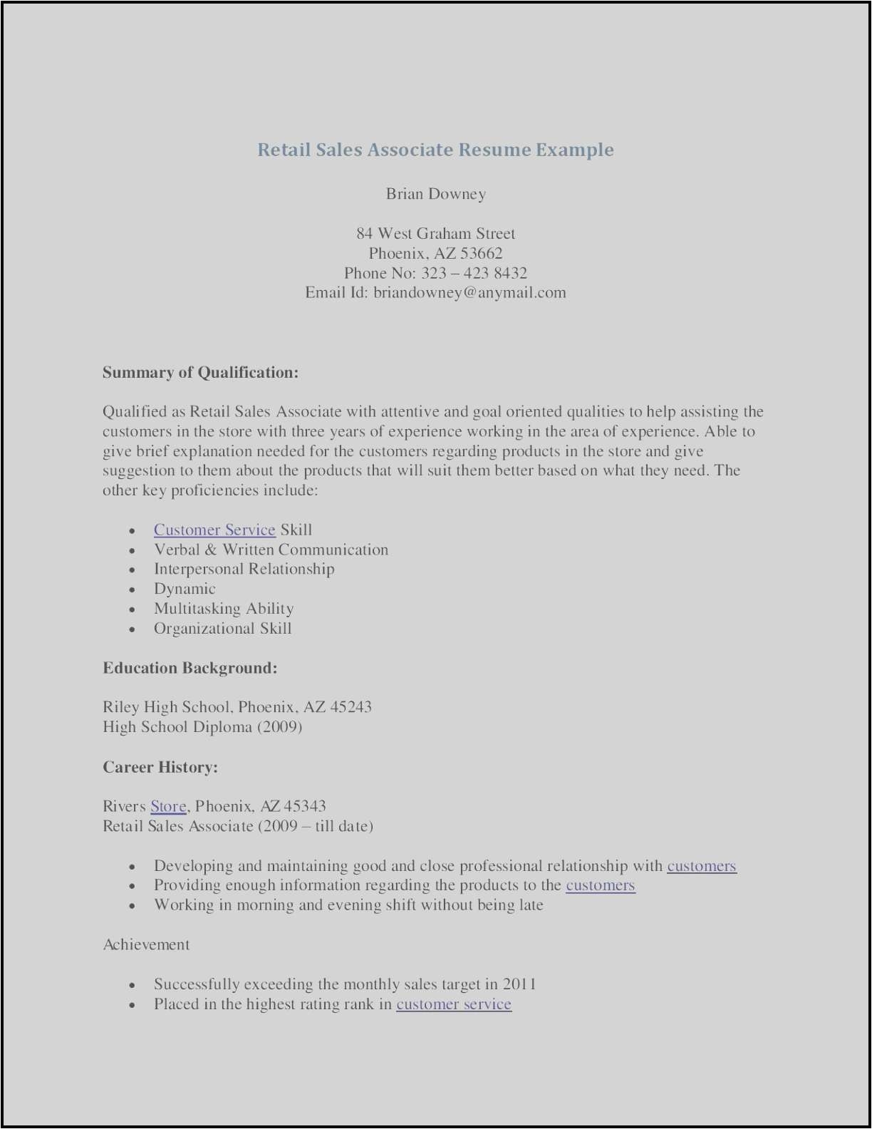 retail sales associate resume examples comfortable resume for retail resume for retail store fresh retail resume 0d