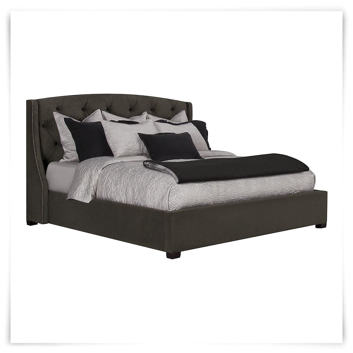 jordan dk gray upholstered platform bed