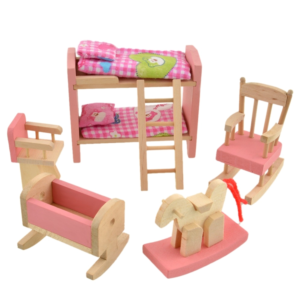 aliexpress com buy pink bathroom furniture bunk bed house furniture for dolls wood miniature furniture wooden toys for children from reliable bed for doll