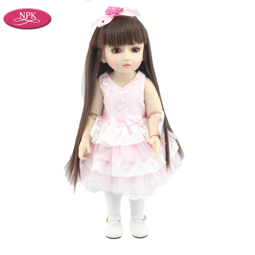 npk 1 4 bjd doll 45cm 18 ball jointed reborn babies doll girl full vinyl adora lifelike newborn baby bonecas bebe kid bath toys in dolls from toys