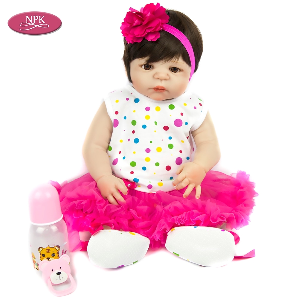 npk 57cm full body silicone reborn baby doll girl bath toys soft vinyl fashion dolls lifelike babies boneca bebe reborn menina in dolls from toys hobbies