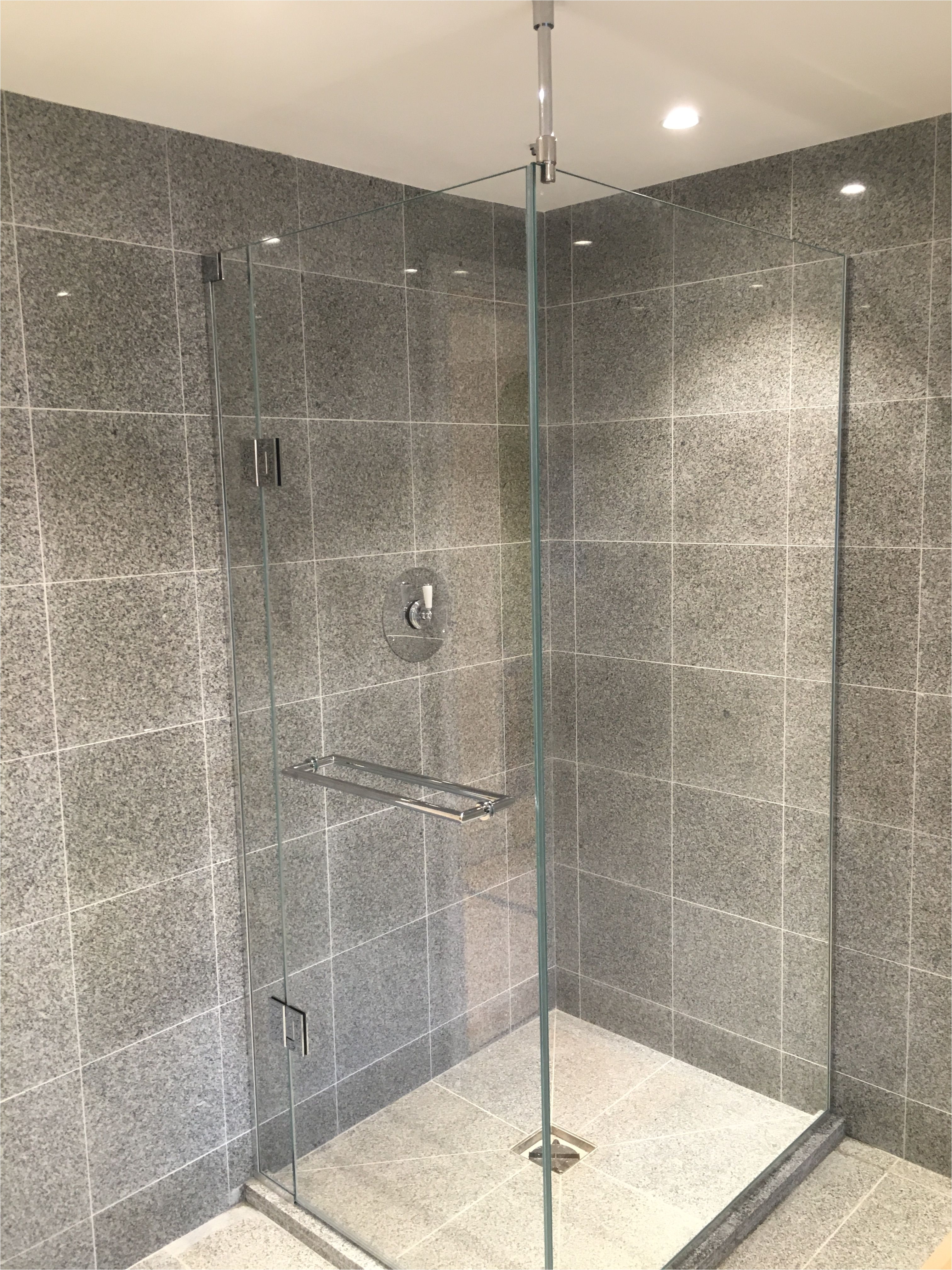 frameless 2 sided shower enclosure in low iron glass with anti limescale coating applied free of charge windsor berkshire
