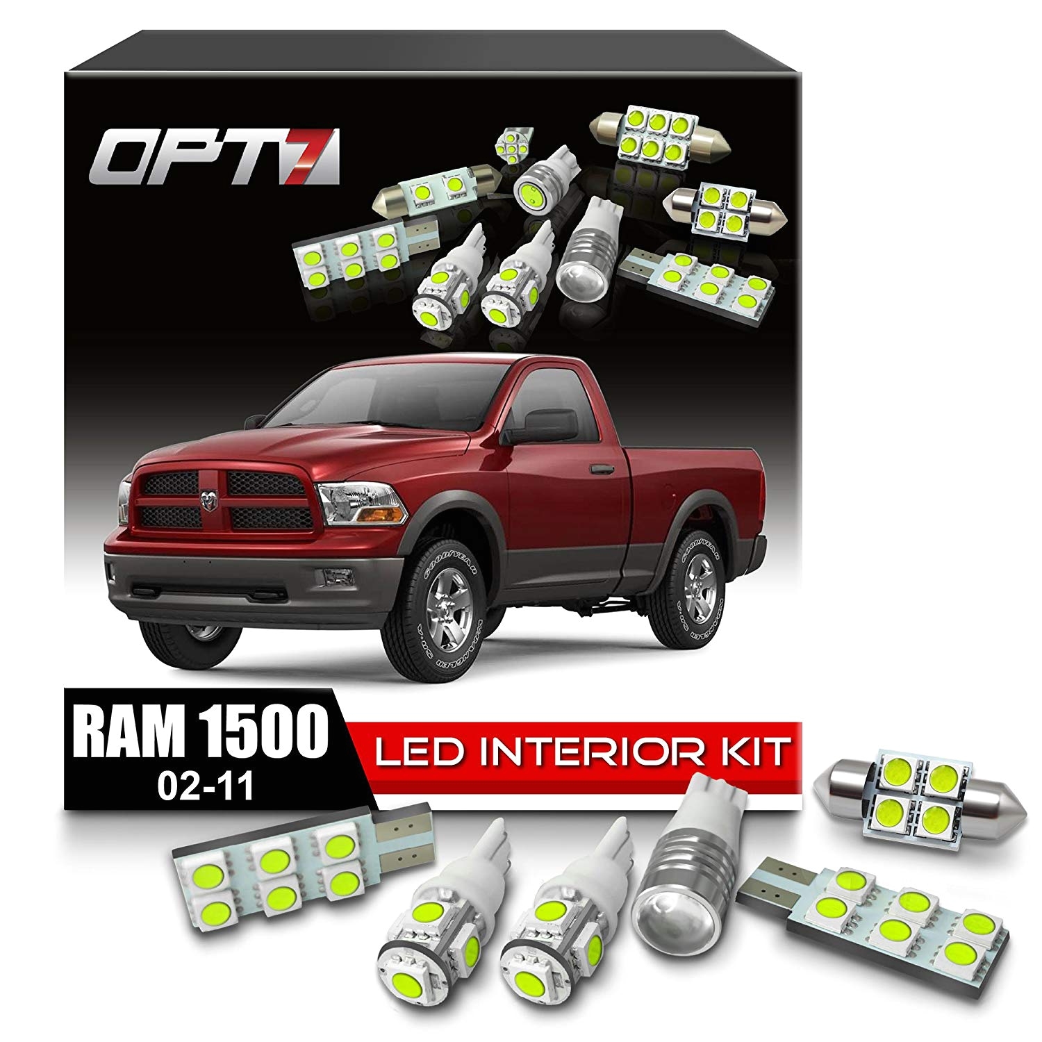 amazon com opt7 10pc interior led replacement light bulbs package set for 02 11 dodge ram 1500 3500 automotive
