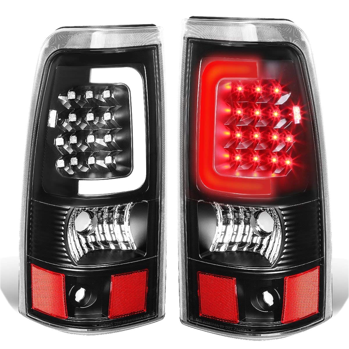 amazon com for silverado sierra fleetside pair of 3d led bar tail brake lights black housing clear lens automotive