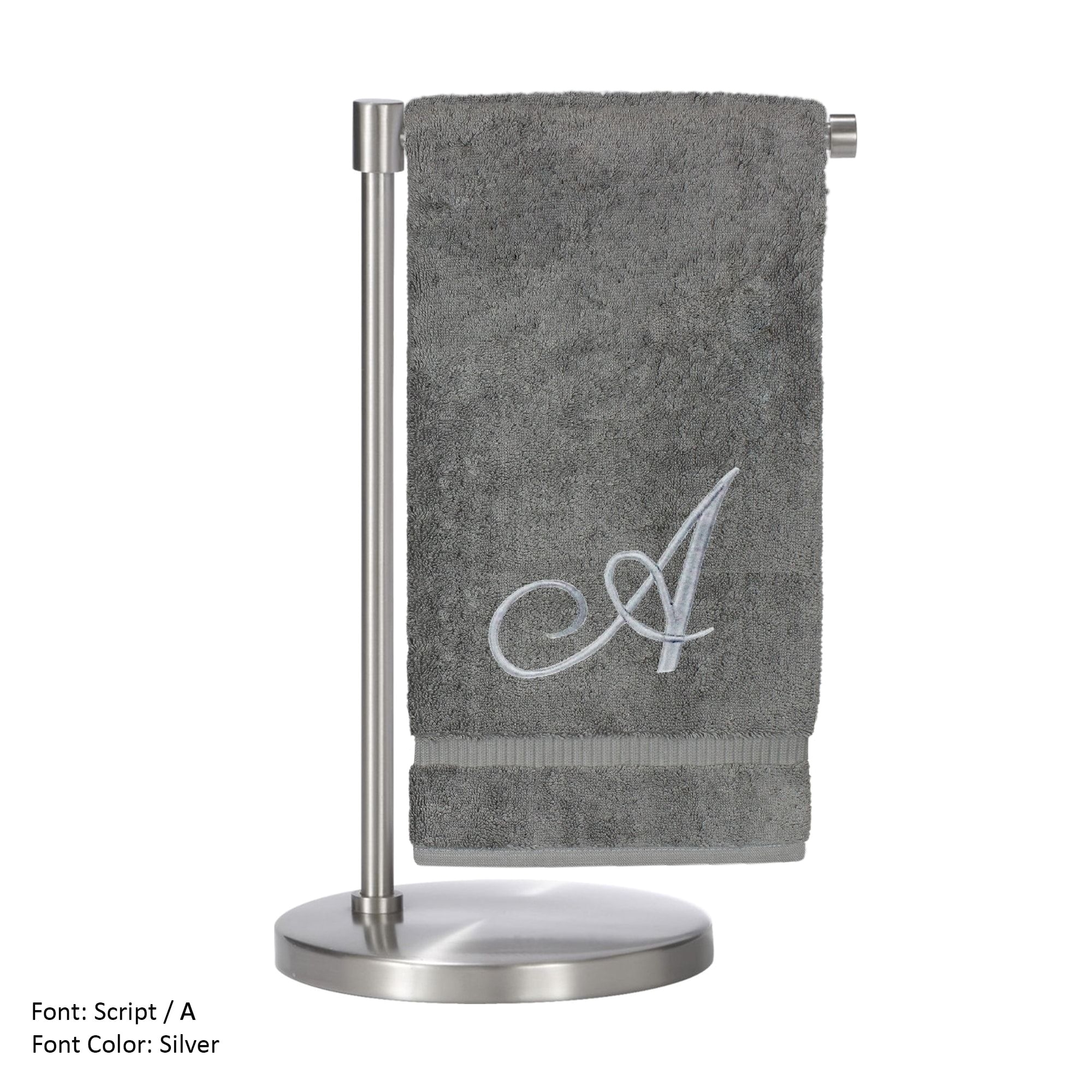 silver script monogrammed turkish 27x54 inch bath towel