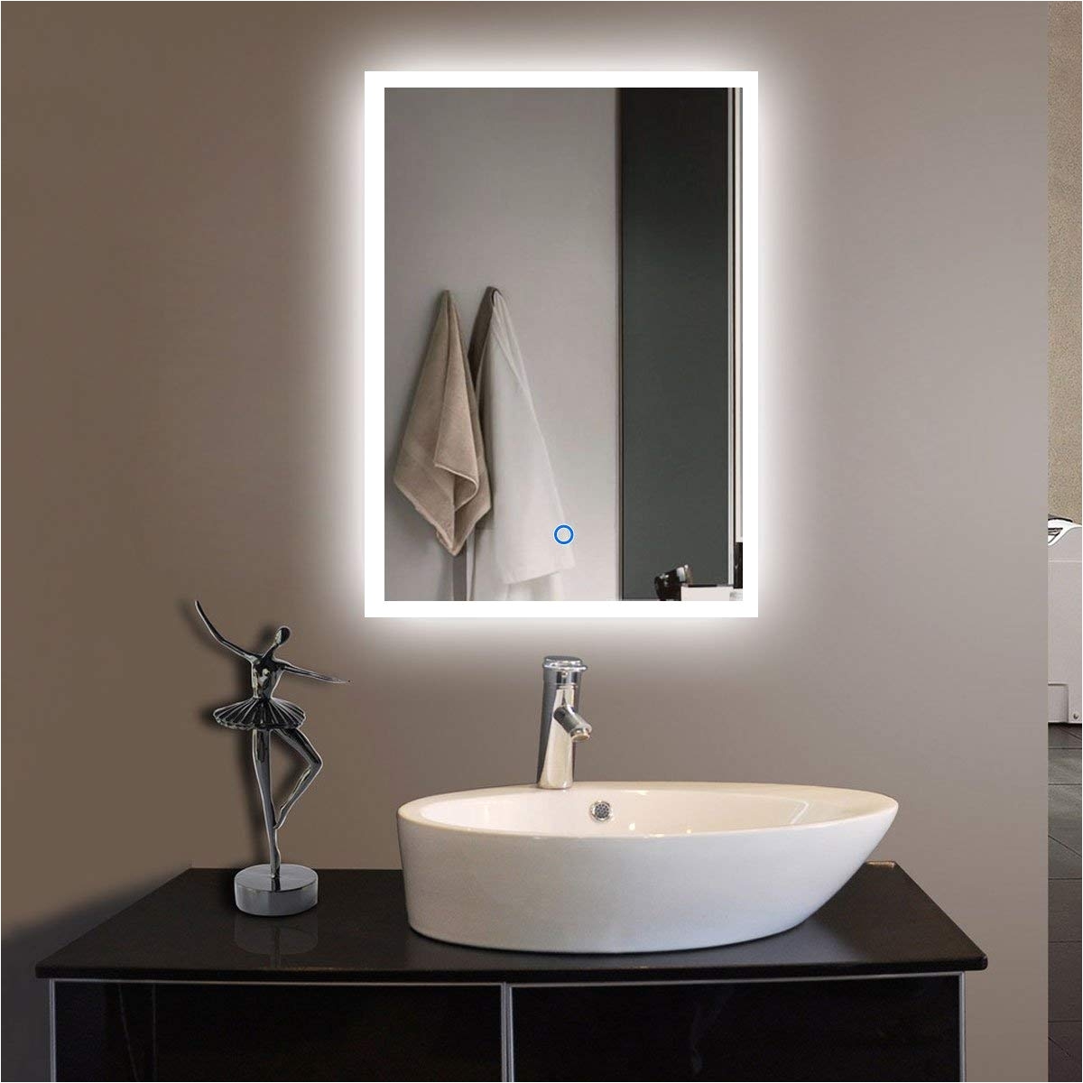 amazon com 20 x 28 in vertical led bathroom silvered mirror with touch button n031 h home kitchen
