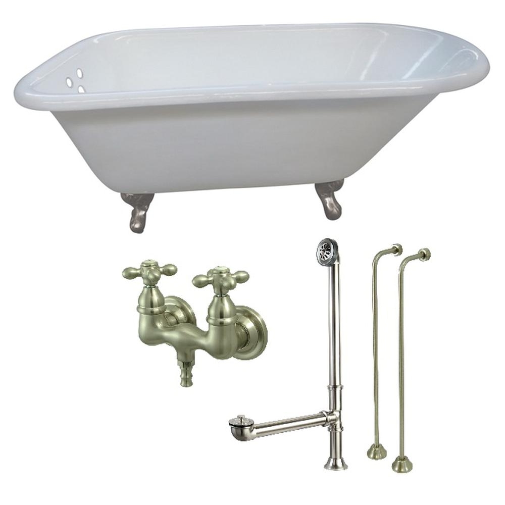 aqua eden petite 4 5 ft cast iron clawfoot bathtub in white and faucet combo in