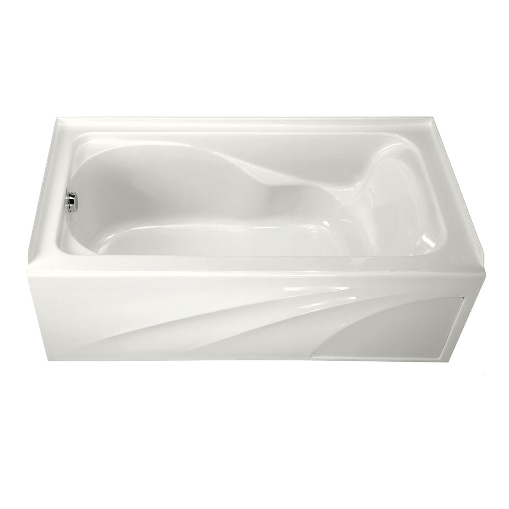 american standard cadet 5 ft left hand drain integral apron bathtub in white