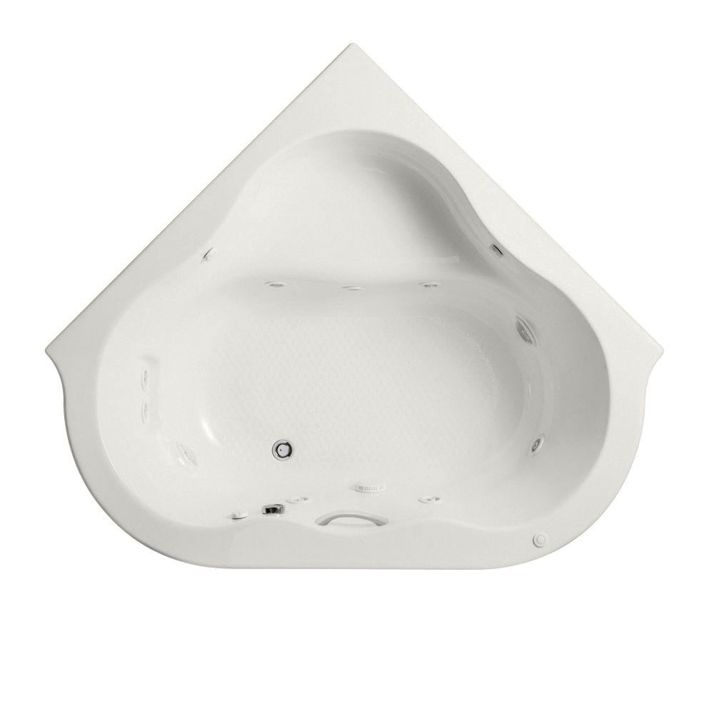 acrylic corner drop in whirlpool bathtub in white