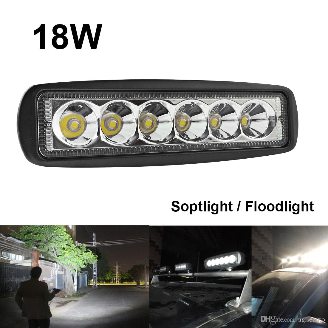 1550lm 6 inch 18w led work light bar offroad flood light spot light for atv suv boating hunting fishing clt 401 portable work lights portable work lights