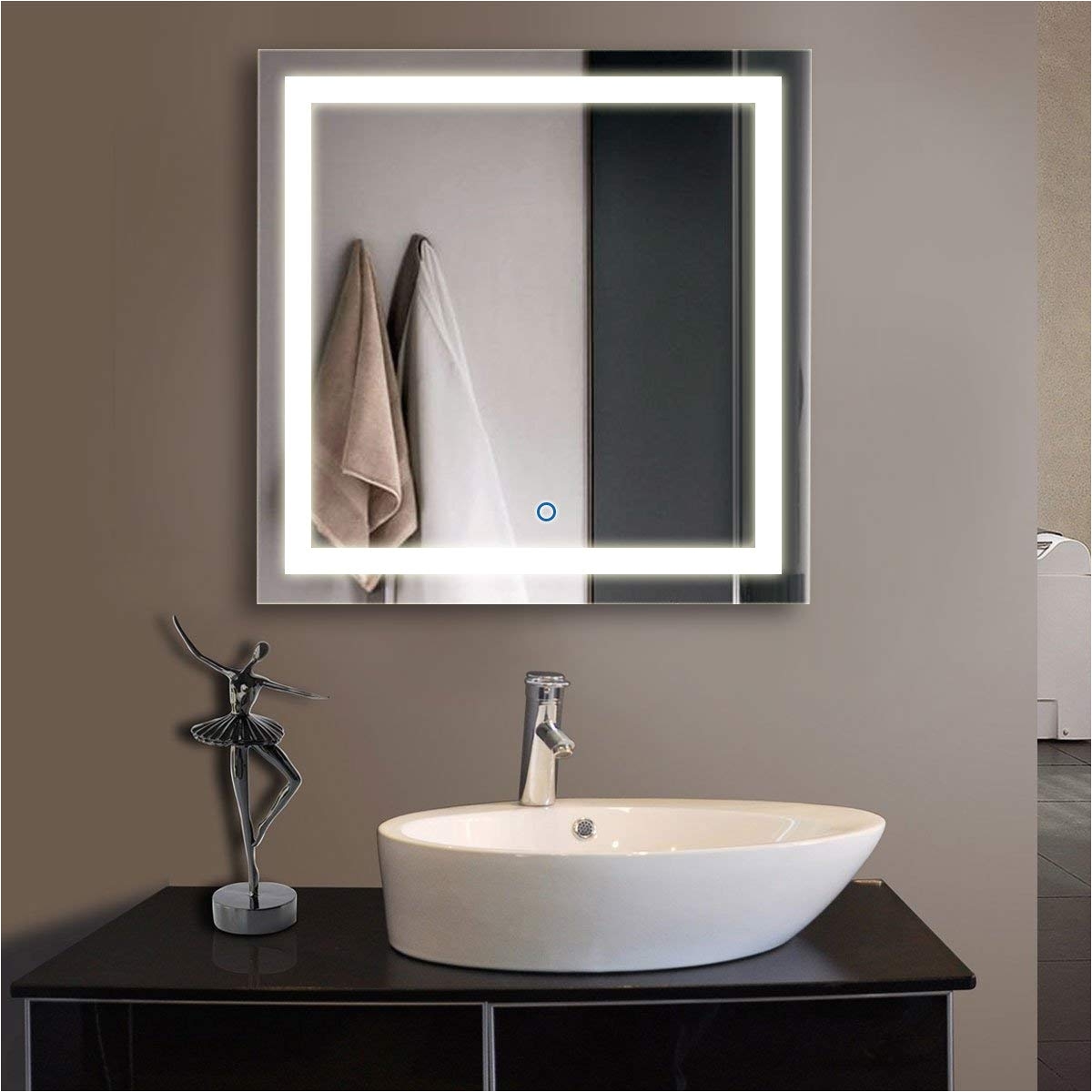 amazon com 48 x 36 in horizontal led bathroom silvered mirror with touch button d ck010 d toys games