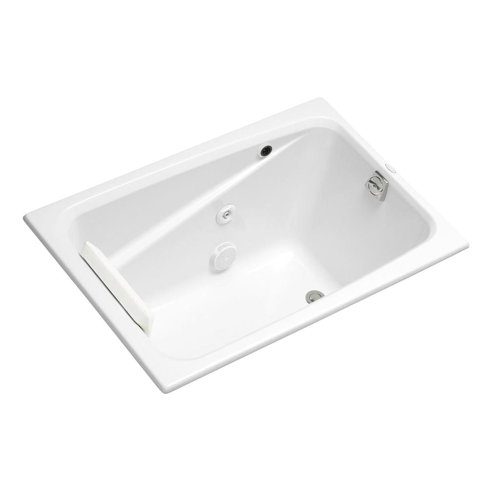 kohler greek 4 ft acrylic rectangular drop in whirlpool bathtub with heater in white