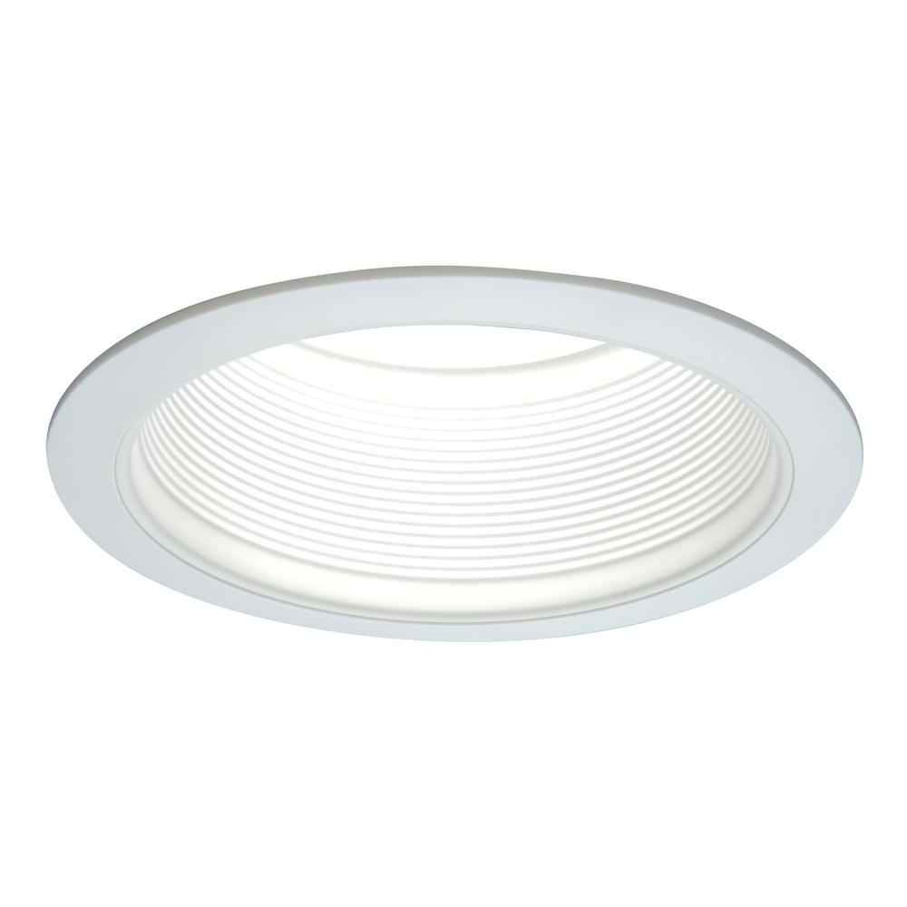 white recessed ceiling light fixture trim with tapered baffle and