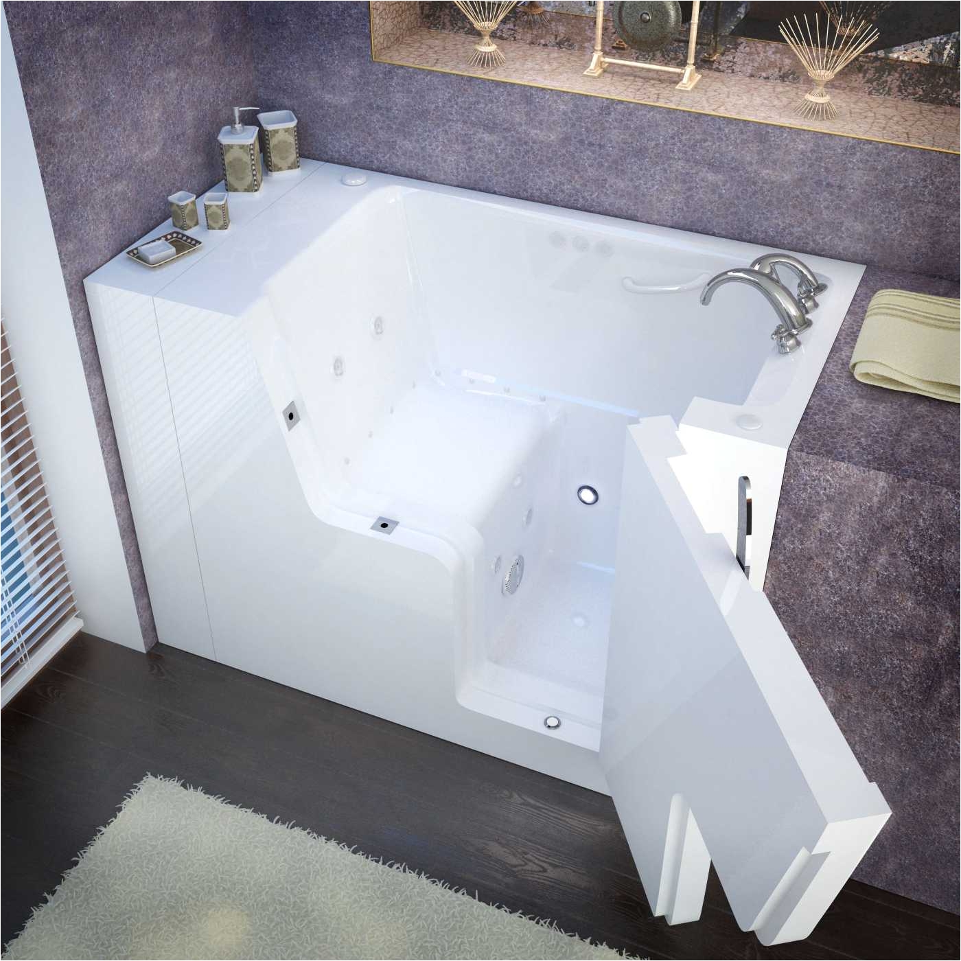 meditub wheelchair accessible 29x53 inch left drain white whirlpool air jetted walk in