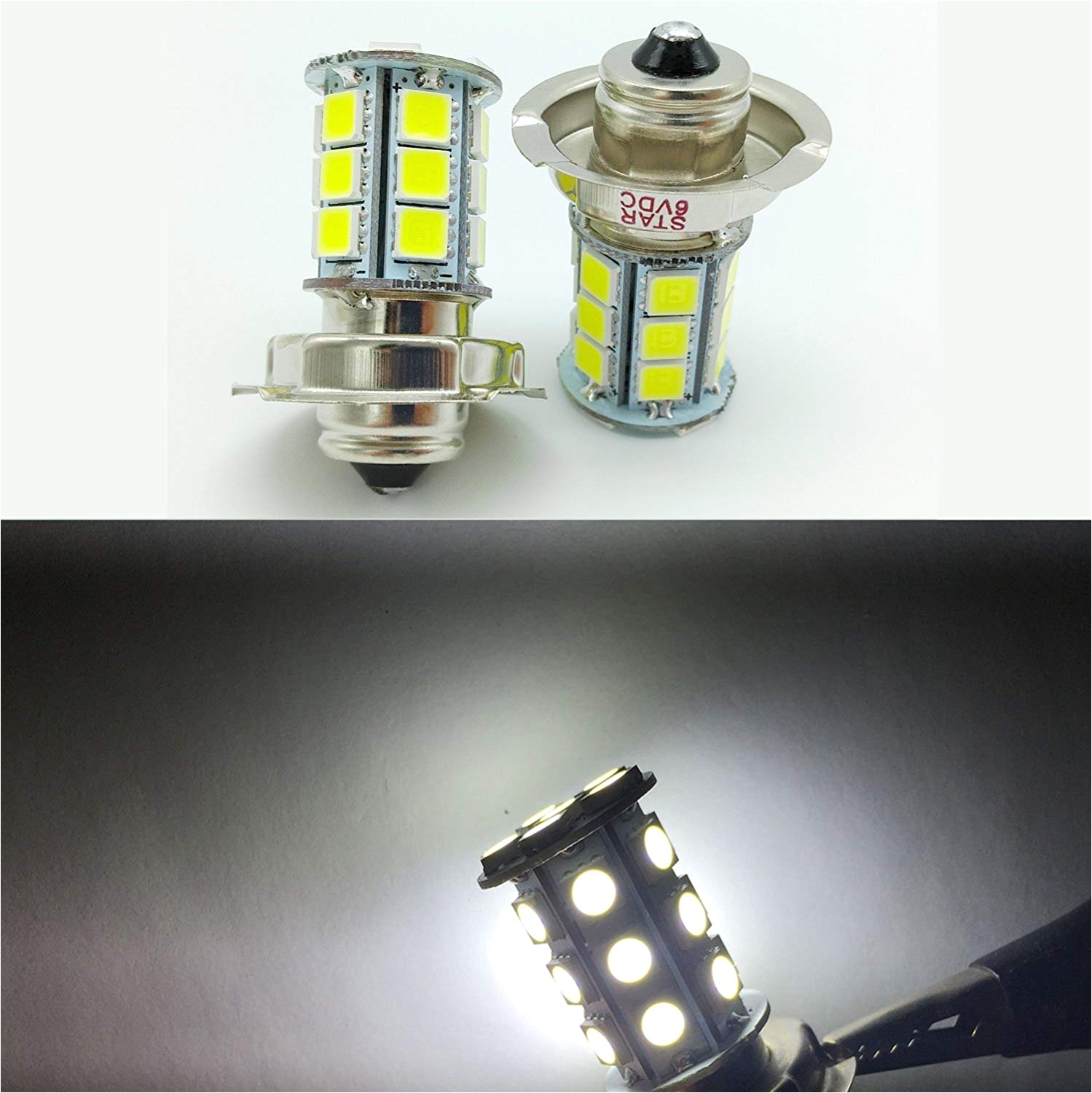 amazon com 2 x 6v 24 smd motorbike motorcycle p26s led bulbs headlight car lamp for scooter moped white 6000k 15w home improvement