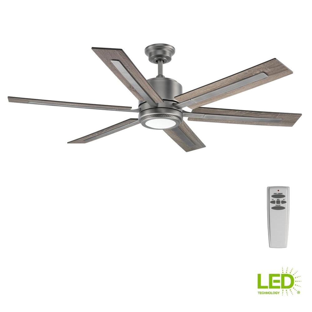 progress lighting glandon 60 in indoor led antique nickel ceiling fan with light kit and
