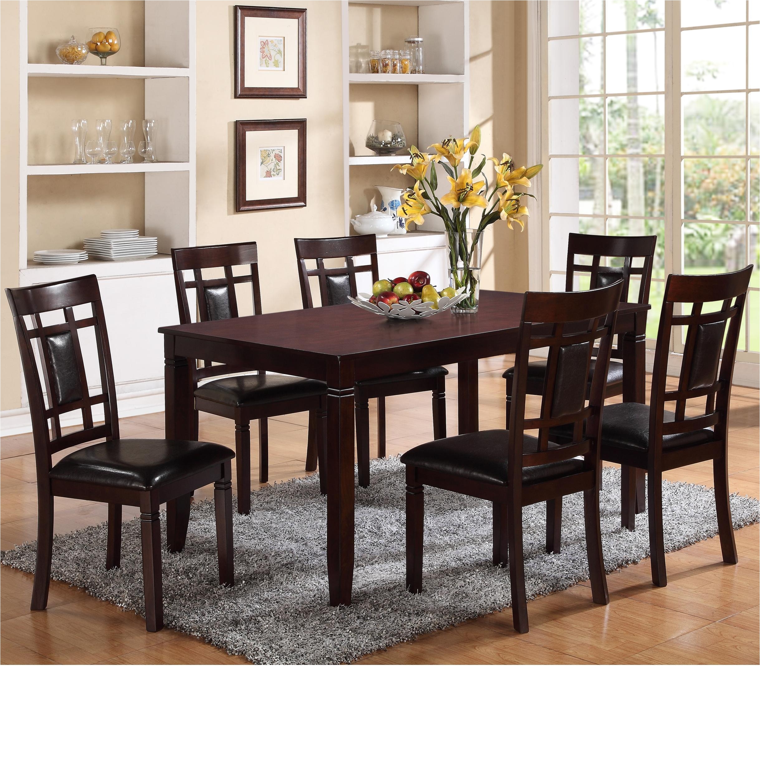 7 Piece Dining Set with Bench Crown Mark Paige 7 Piece Table and Chair Set with Block Feets