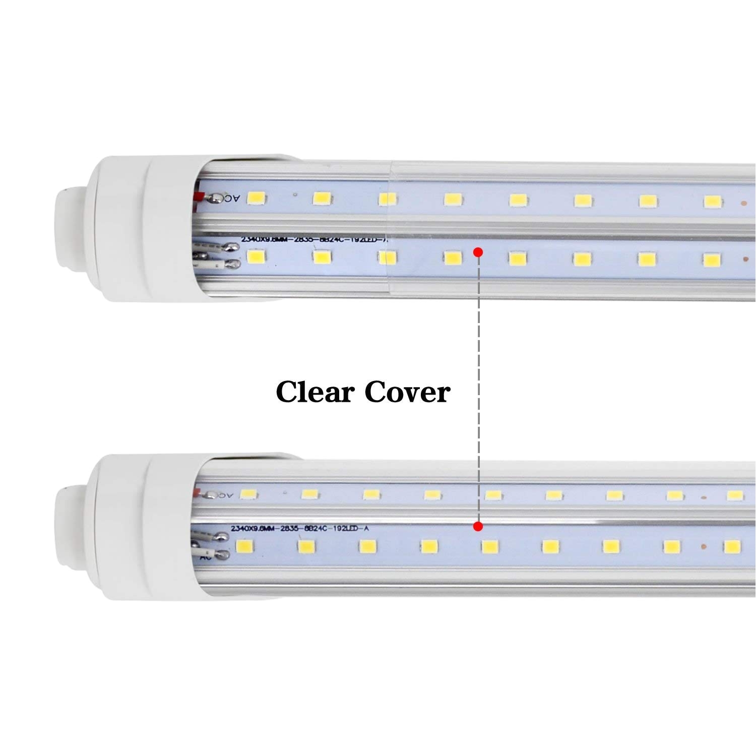 r17d 8 foot led bulbs t8 t10 f96t12 8ft cw ho led tube light fixture 96 v shaped fluorescent replacement 72w 7200 lumens 6000k double ended power