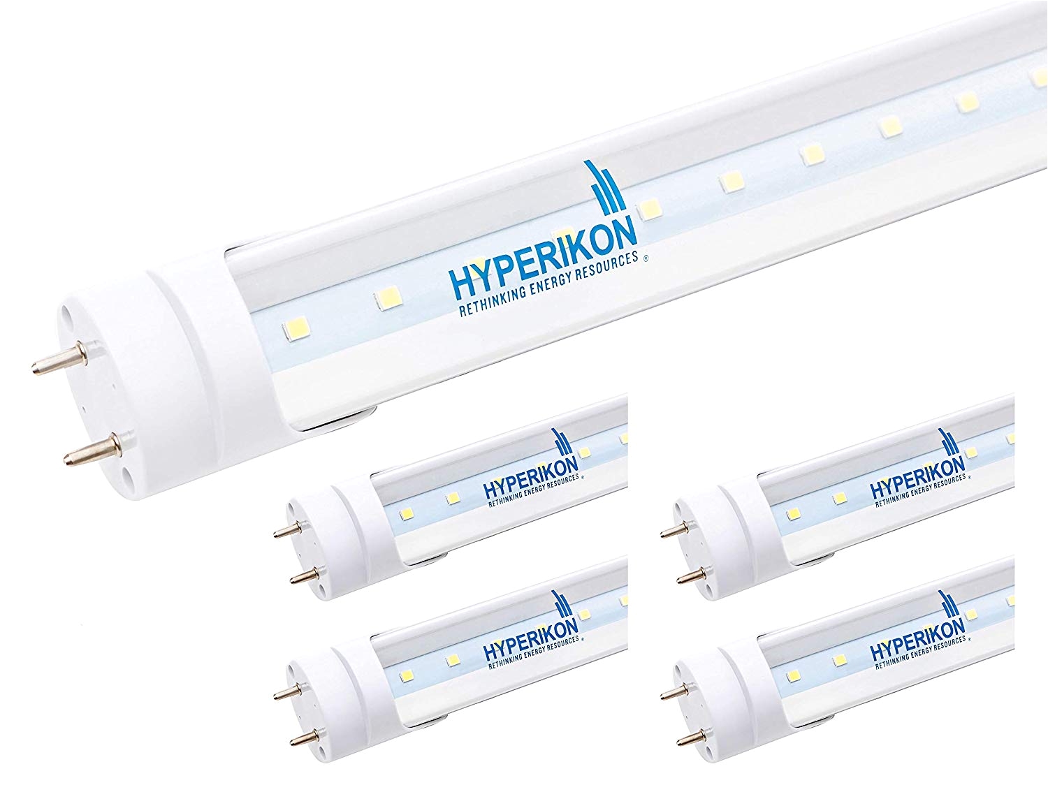 hyperikon t8 led light tube 4 ft cri 90 dual end powered easy ballast removal installation 18w 45w equivalent 2340 lumens 5000k crystal white