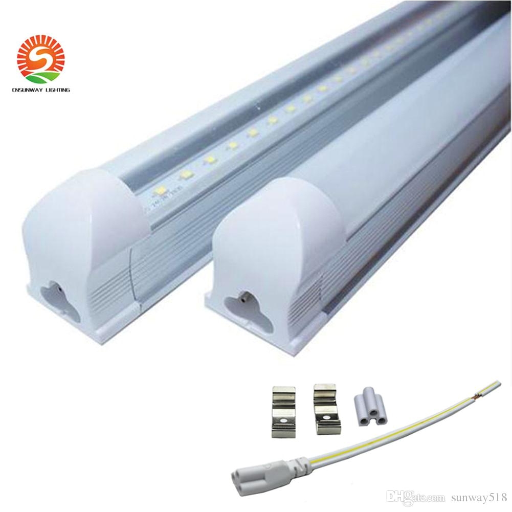 new integrated 2 4m 8ft 45w led t8 tube lights smd2835 192 leds high bright 4800lm warm cool white frosted transparent cover 85 265v tube t8 tube bulbs from