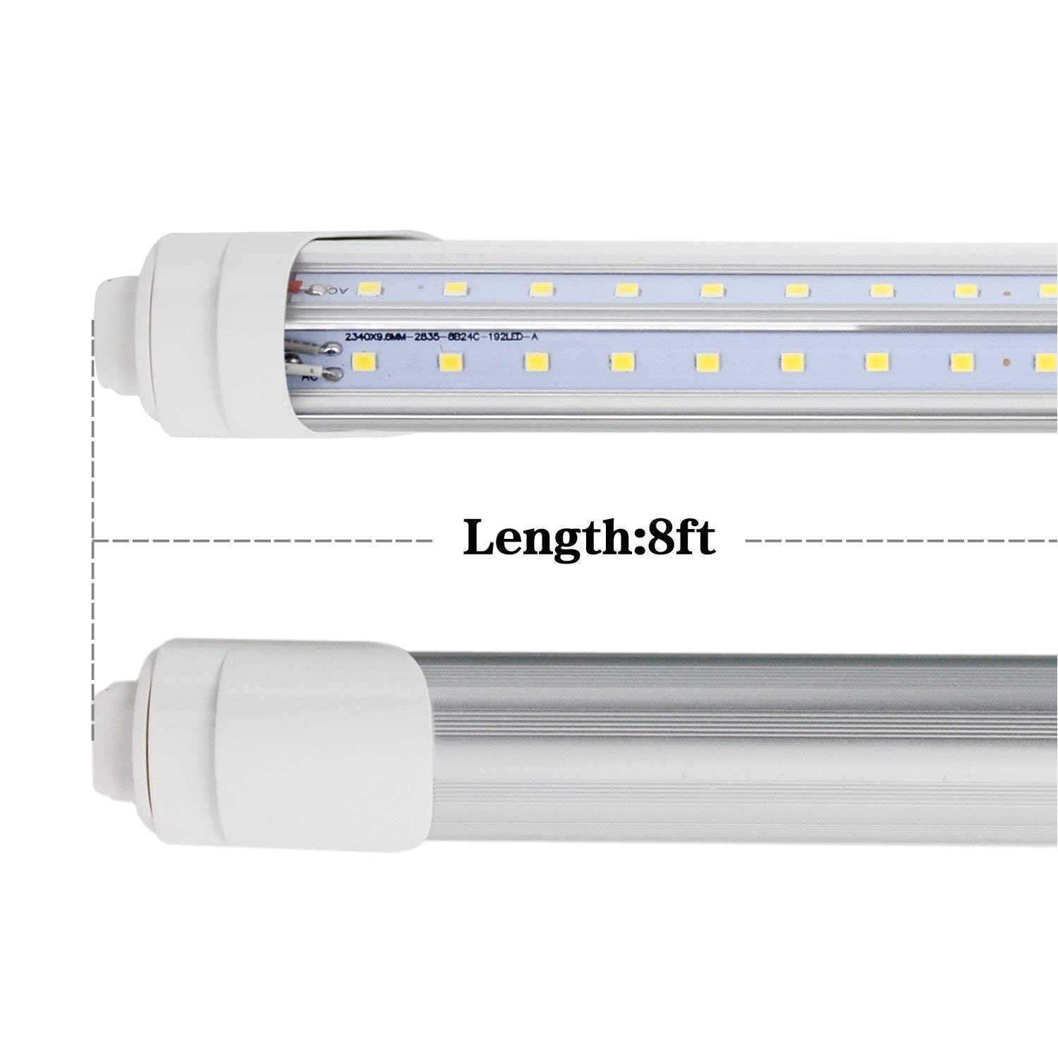 r17d 8 foot led bulbs t8 t10 f96t12 8ft cw ho led tube light fixture 96 v shaped fluorescent replacement 72w 7200 lumens 6000k double ended power