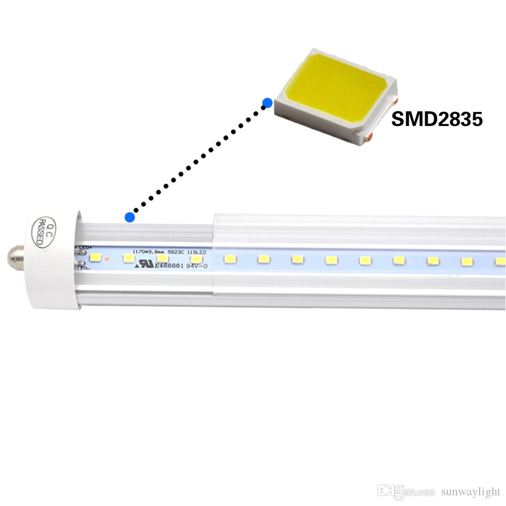 stock in us 8 feet led 8ft t8 fa8 single pin led tube lights 45w led fluorescent tube lamps ac100 240v 6000k cold white