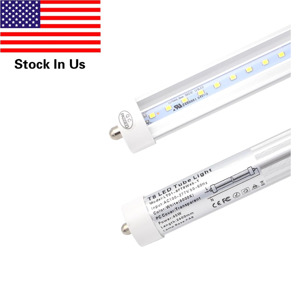 8ft 45 watt t8 led tube led lights 96 fa8 single pin light bulb 6000k coold white 4800lm lamps 25 pack clear cover 8ft led 8ft led tube lights led tube