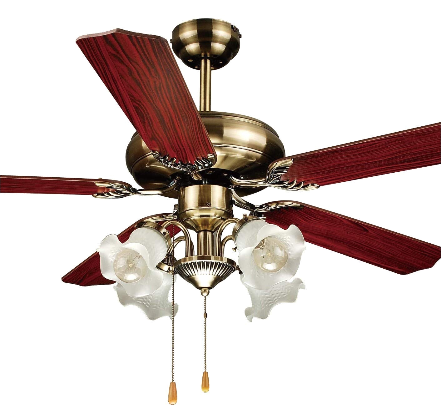 fj world d52026 elegant and classy ceiling fan with 5 blades 52 4 lights and free remote amazon com