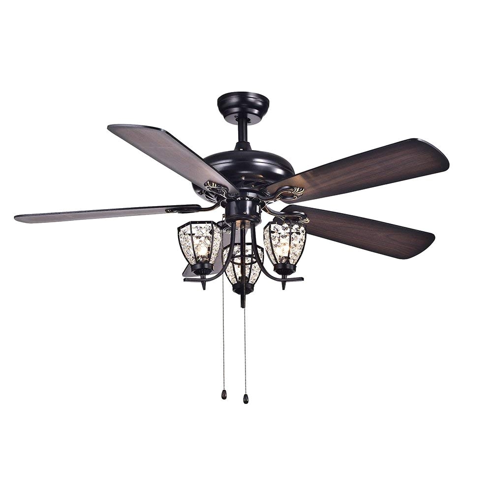 warehouse of tiffany cfl 8166bl mirabelle black 52 inch 3 light ceiling fan amazon com