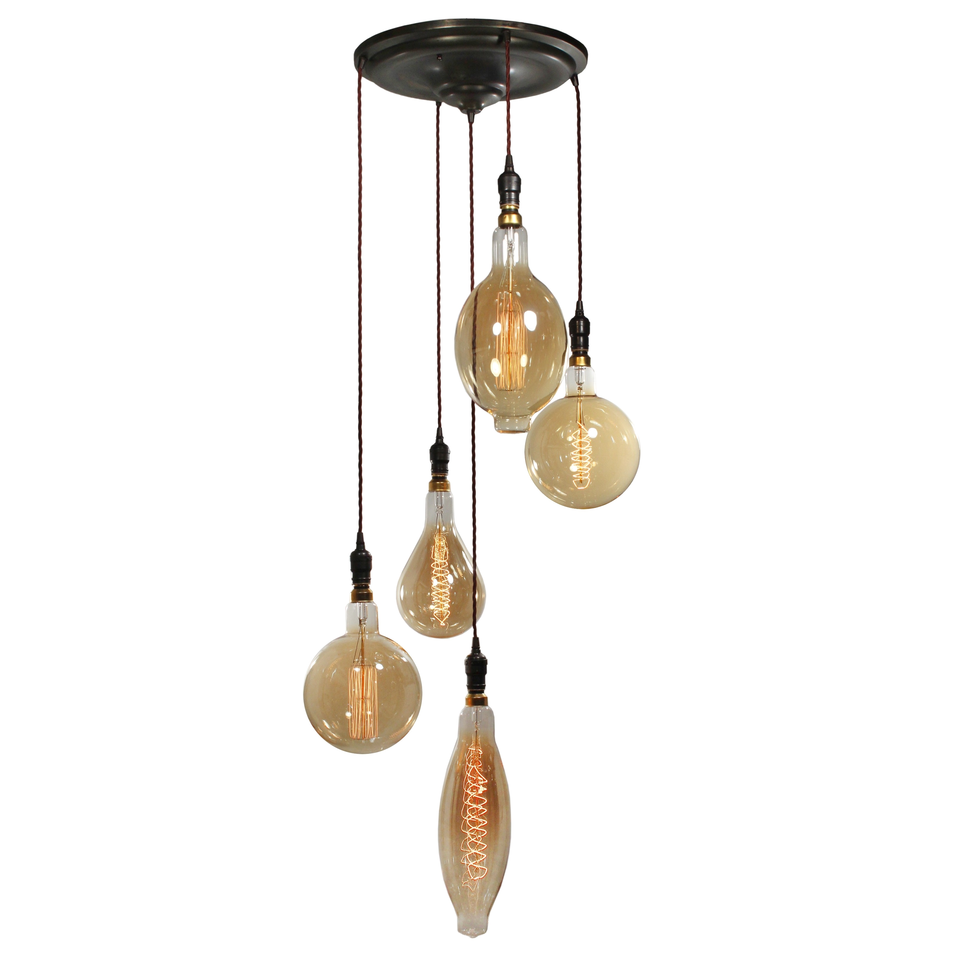 antique light fixture with oversized edison bulbs