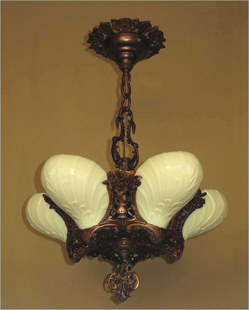 vintage bronze ceiling fixture with custard shades vintagelights com by vintagelights com