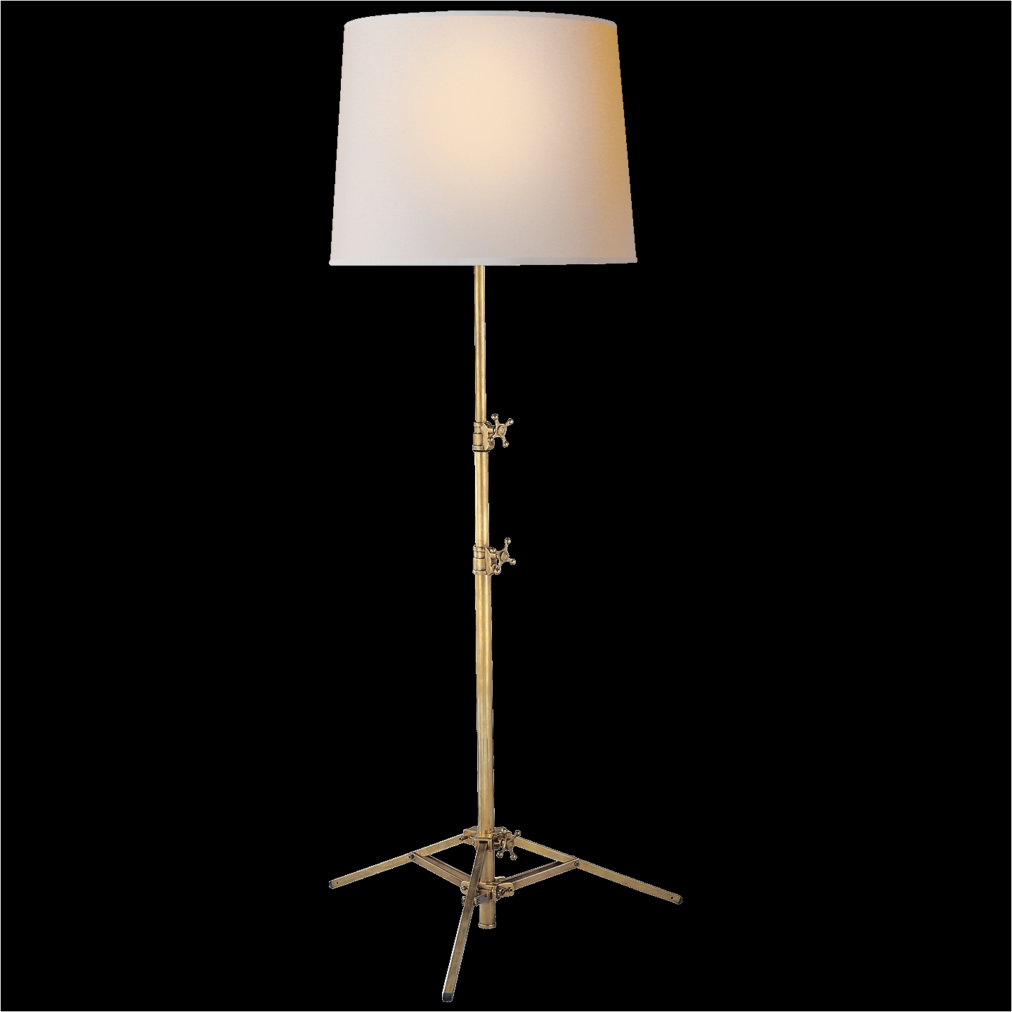 visual comfort thomas obrien studio floor lamp in hand rubbed antique brass with natural paper shade