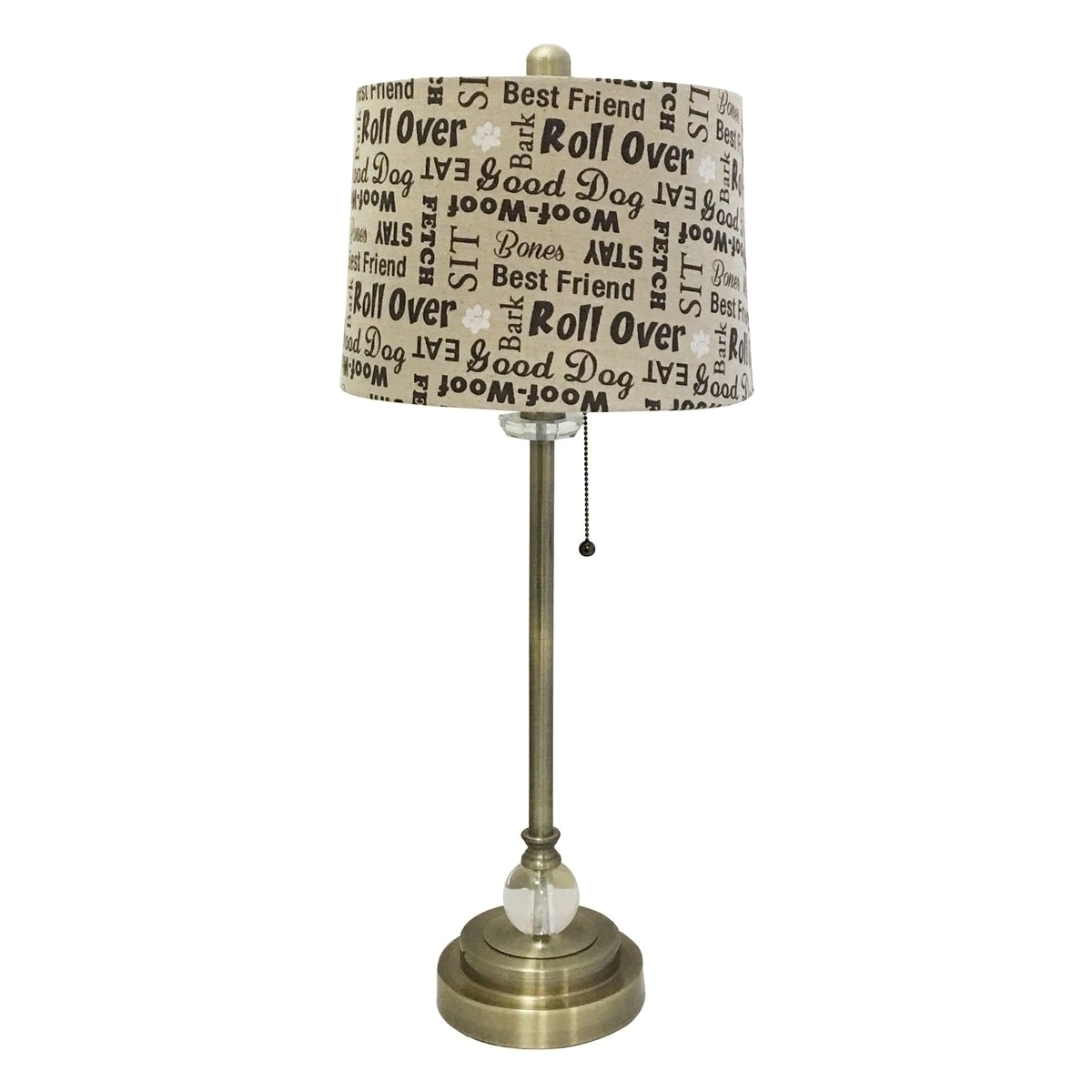 shop royal designs 28 antique brass lamp with cream and brown dog lover print drum hardback lamp shade free shipping today overstock com 20653956