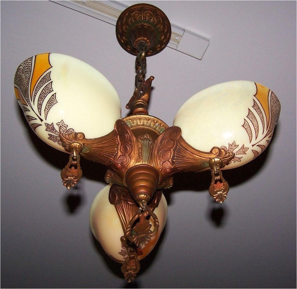 vintage art deco slip shade ceiling light fixture