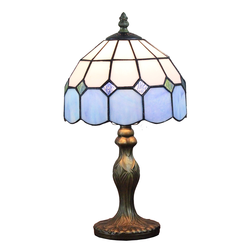 stained glass simple modern blue table bedside lamp light indoor lighting fixture