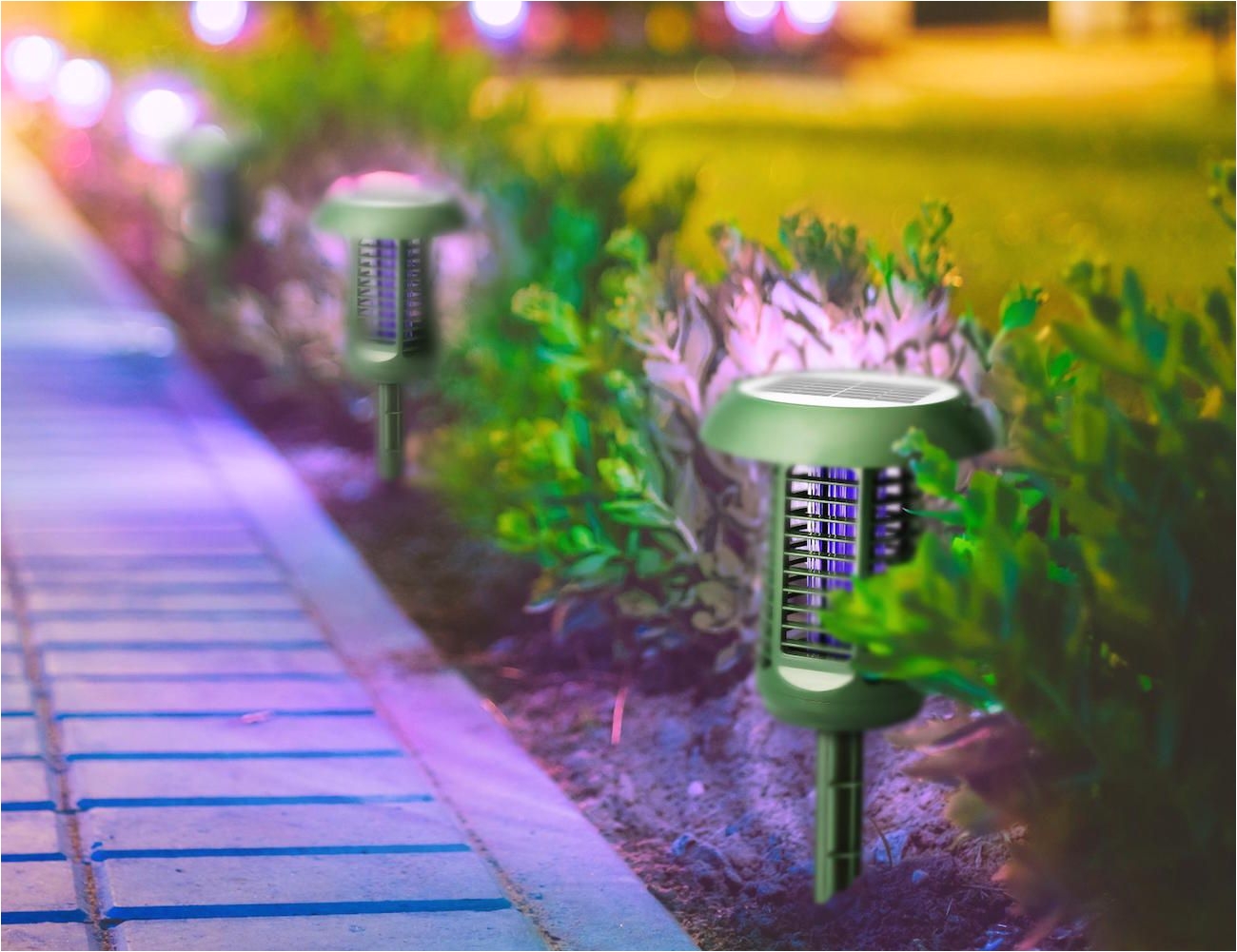 solar powered uv bug zapper led garden lamp