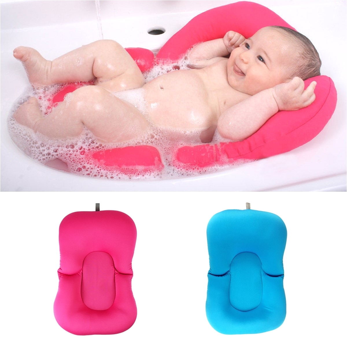 2 colors elastic fabric baby bath tub air cushion lounger pillow pad floating soft seat infant newborn bath shower products in baby tubs from mother kids