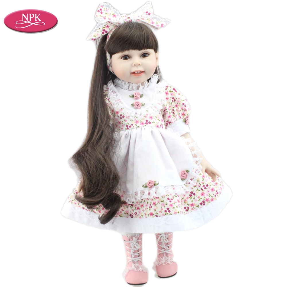 npk 18 inch american full vinyl girl doll princess bath toys gift realistic reborn baby doll toy 45cm corpo todo menina boneca in dolls from toys hobbies