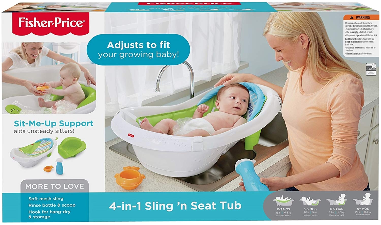 amazon com fisher price 4 in 1 sling n seat tub baby bathing seats and tubs baby