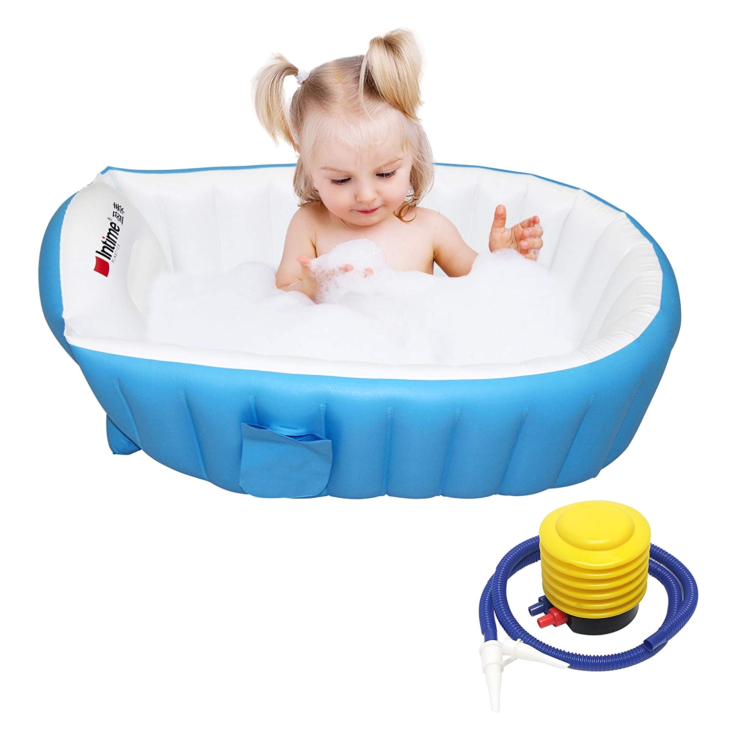 amazon com signstek baby infant travel inflatable non slip bathing tub bathtub blue baby