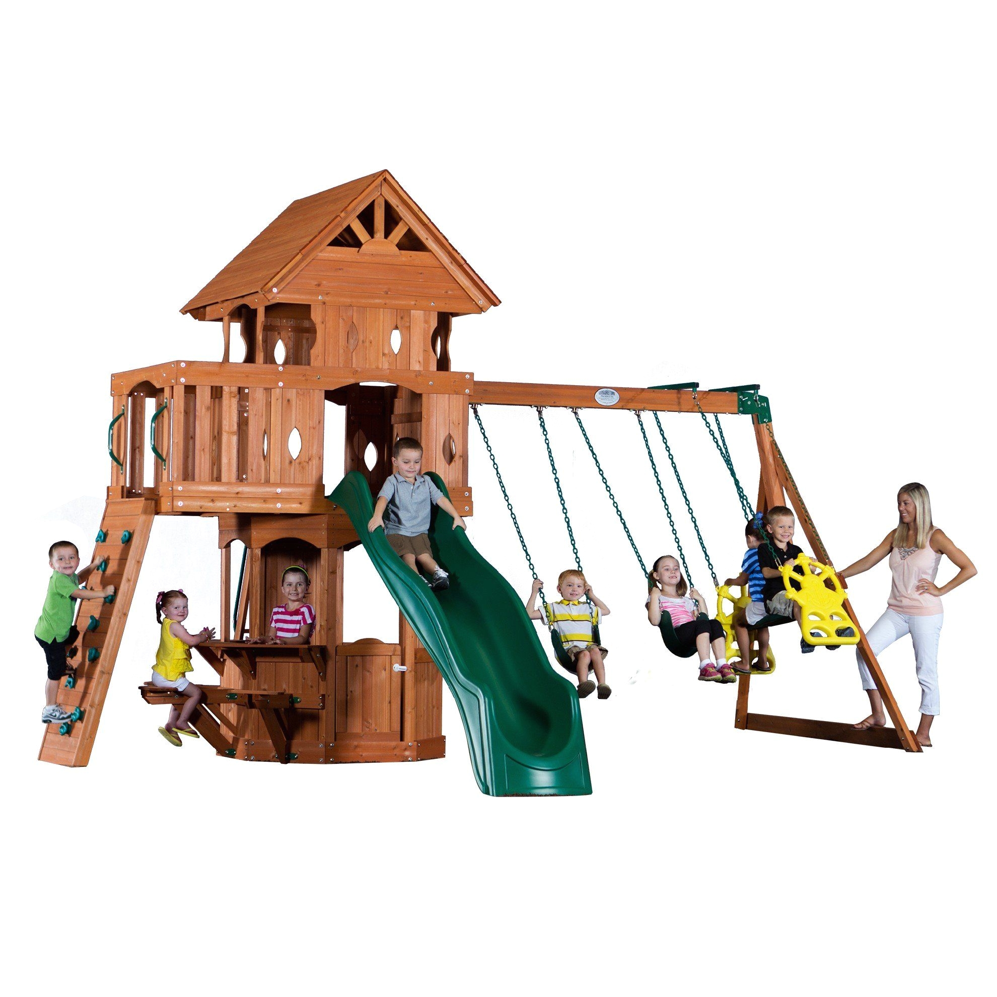 Backyard Adventures Playsets Gorilla Playsets Chateau Deluxe Wood Swing Set 01 0003 T