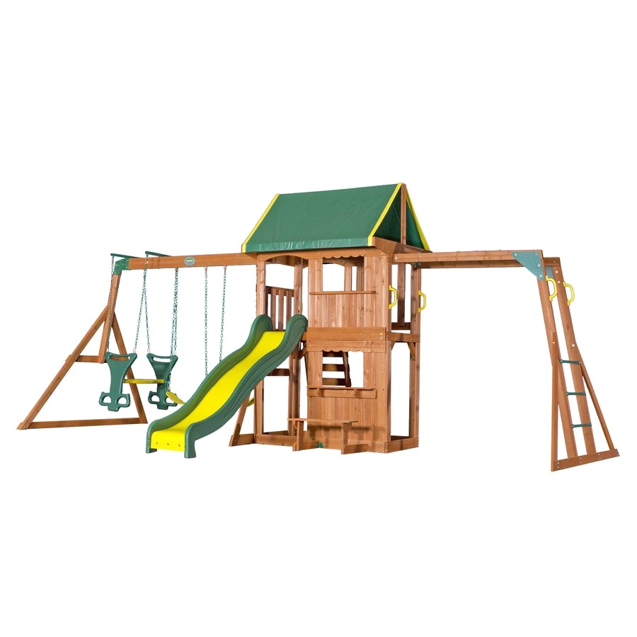 backyard discovery prairie ridge residential wood playset with swings